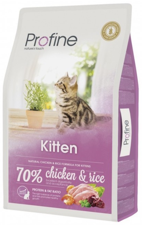 Profine Cat Kitten Pollo natural & arroz receta para gatitos.